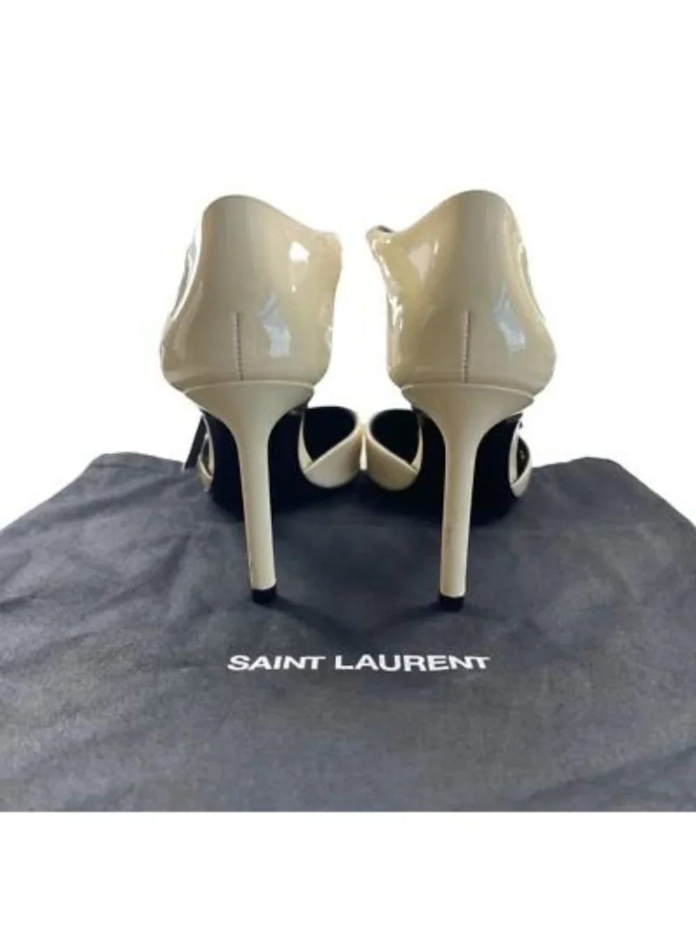 Saint Laurent Patent Anja 85 Ankle Strap Pointed Pumps 37 Coquille - Picture 5 of 8